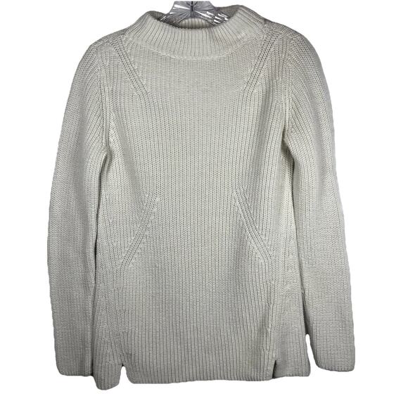 Talbots Womens Chunky Knit Sweater Small White Cream Long Sleeve Pullover Cotton - Picture 1 of 8